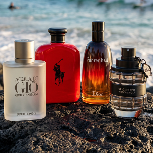 POLO RED, FAHRENHEIT, SPICEBOMB, AQUADEGIO EDT