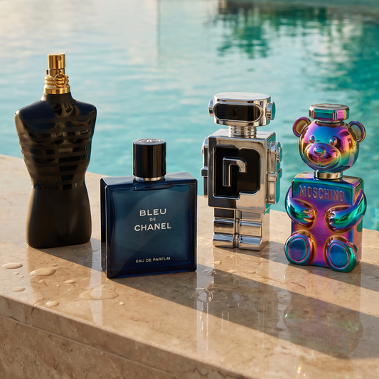 BLEU CHANEL, PHANTOM EDT, MOSCHINO TOY 2 PEARL, JPG LE MALE EAU DE PARFUM